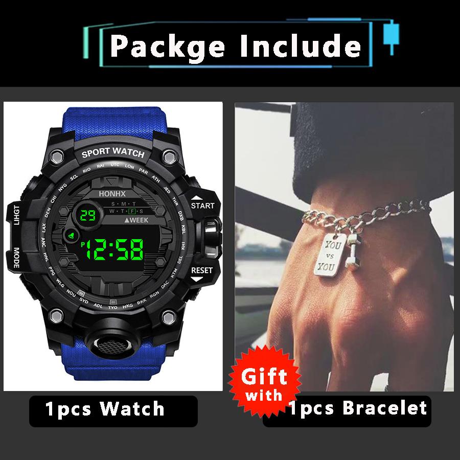 Multifunction Men's Watches Outdoor LED Digital Sports Watch for Man Kids Teen Dark-screen Design Luminous Electronic Wristwatch