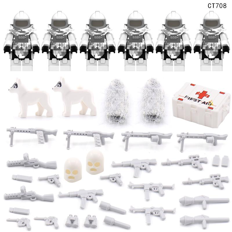 Military Soldier Figures Weapon Building Blocks Accessory Machine Guns Gatling Moxin Nagan Rocket Launcher Shield Toys Gift D124
