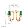 New Emerald Square Cut Zircon Drop Earrings For Women Luxury  Rose Gold Color High Quality Daily Fine Jewelry Best Gift