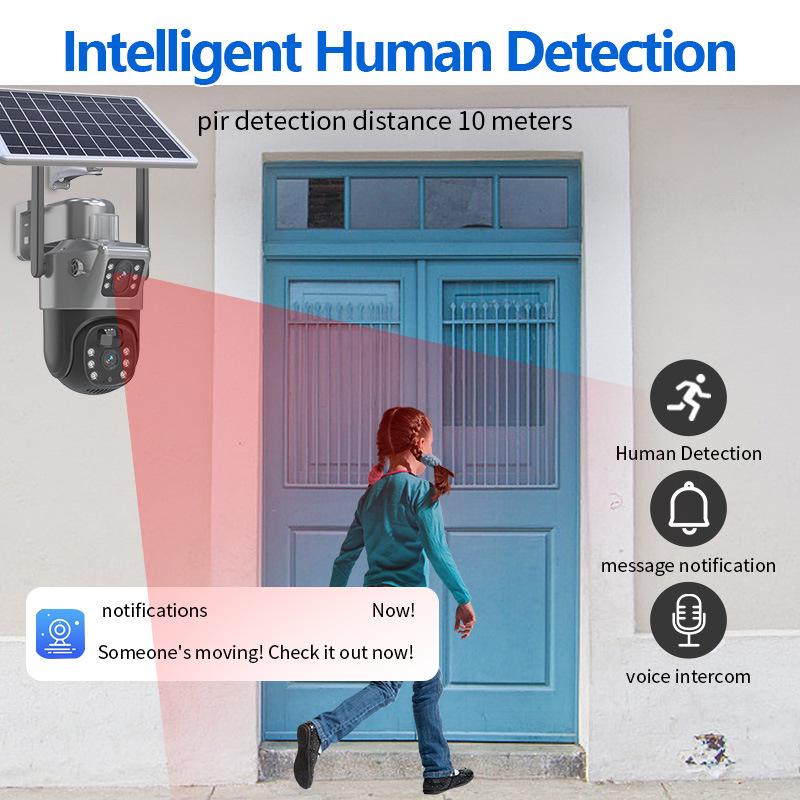 V380 PRO 4G Dual Lens Solar Surveillance Camera for Outdoor Home Monitoring