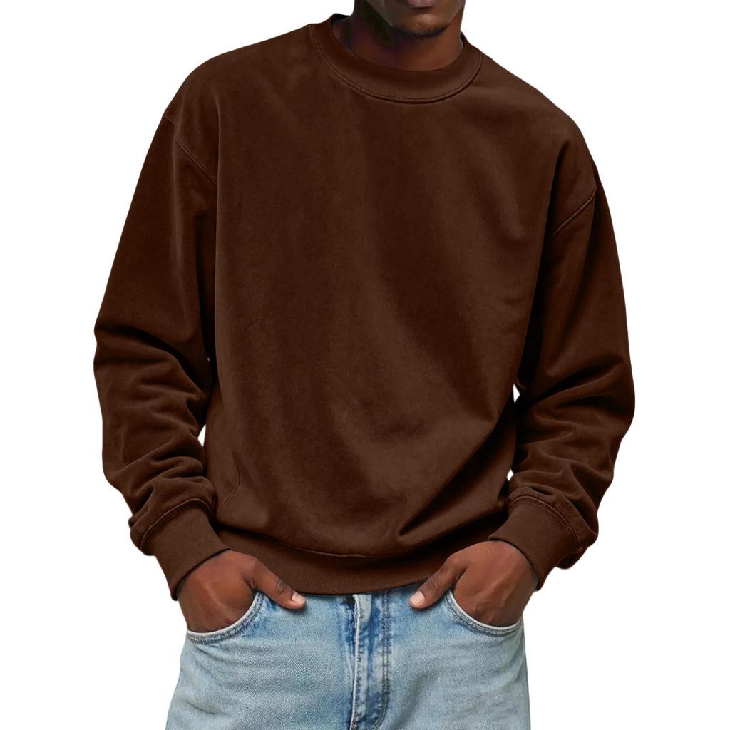 Men's Deer Skin Velvet Hoodie - Autumn/Winter Casual Round Neck Pullover