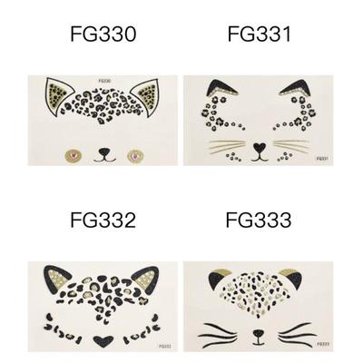 1Pcs 3D Acrylic Drill Sticker Cute Cat Face Stickers Ball Party Face Decoration Diamond Masquerade Temporary Tattoo Stickers