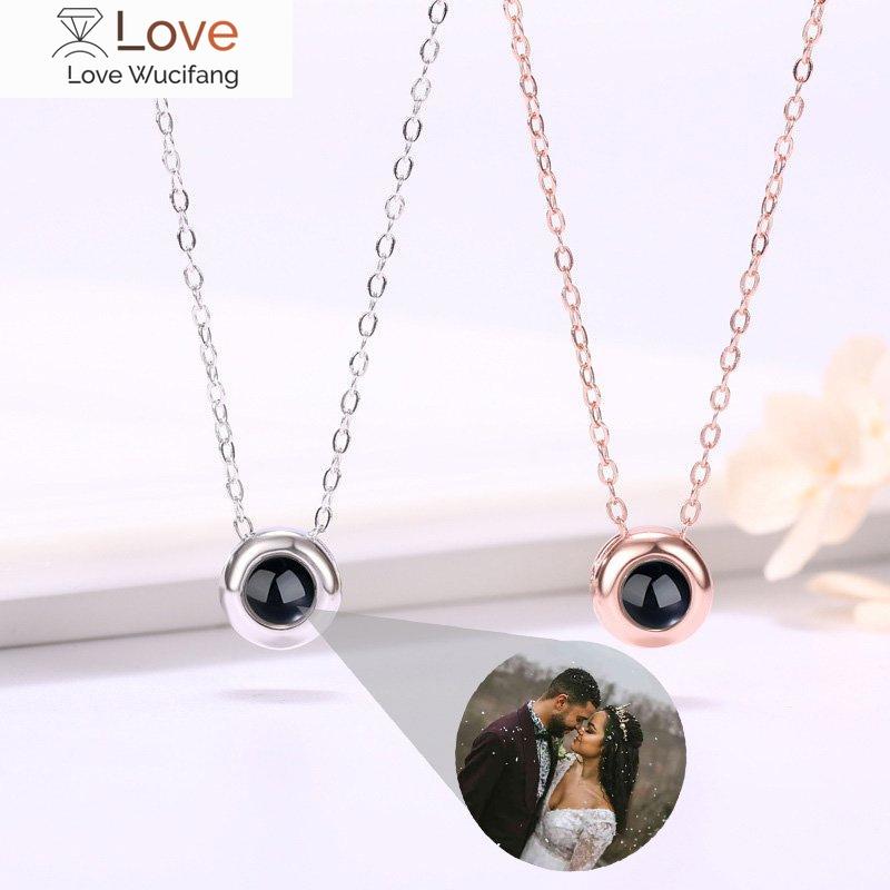 

Персонализированное ожерелье с проекцией фотографий для любимого человека в форме круга, индивидуальный подарок на годовщину Дня святого Валентина