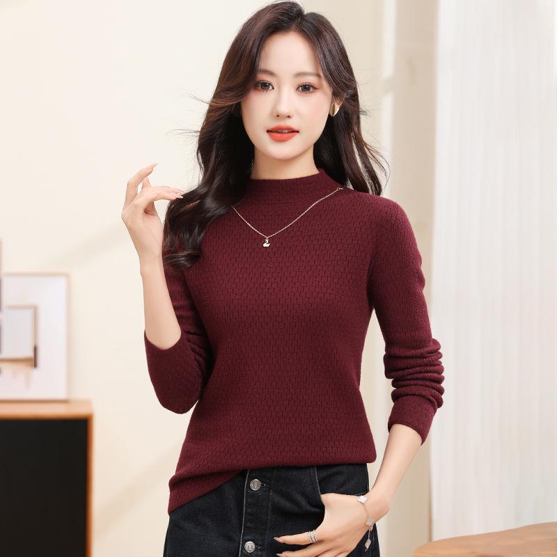 2024 Winter High Neck Knit Base Layer Sweater with Necklace