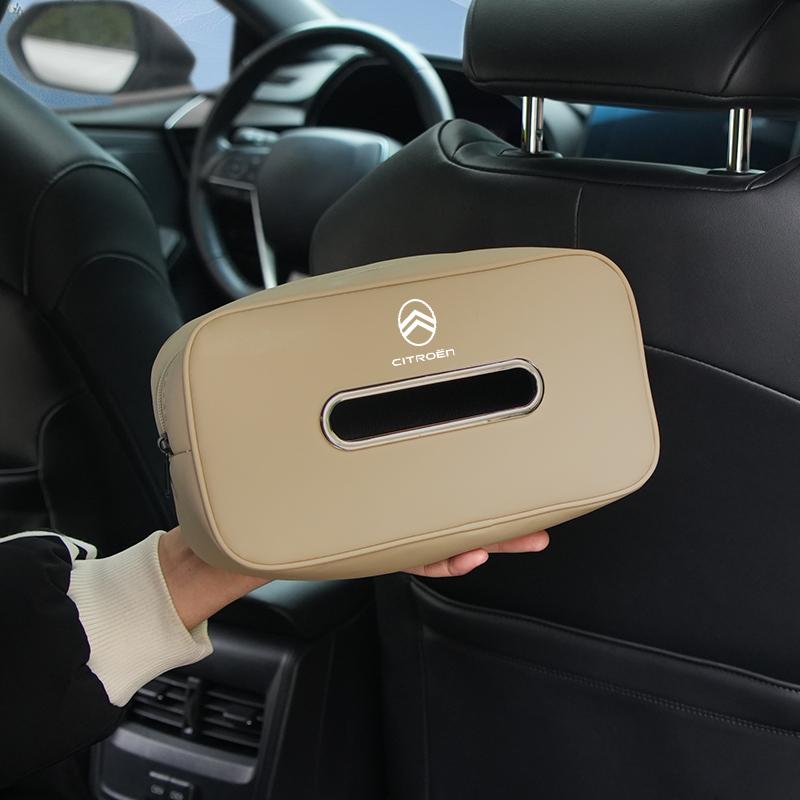 Boîte à mouchoirs de voiture Sac à mouchoirs pour dossier de siège Installation facile Pour Citroen C4 C3 C5 C1 C2 VTS Berlingo Celysee Xsara Picasso Aircross