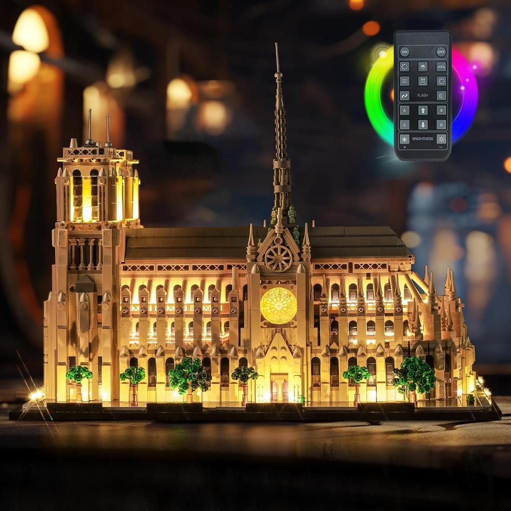 Upgraded Led Light Kit Compatible with Lego Architecture Notre Dame Cathedral Building Set, RC Version Compatible with Lego 21061 (Model Not