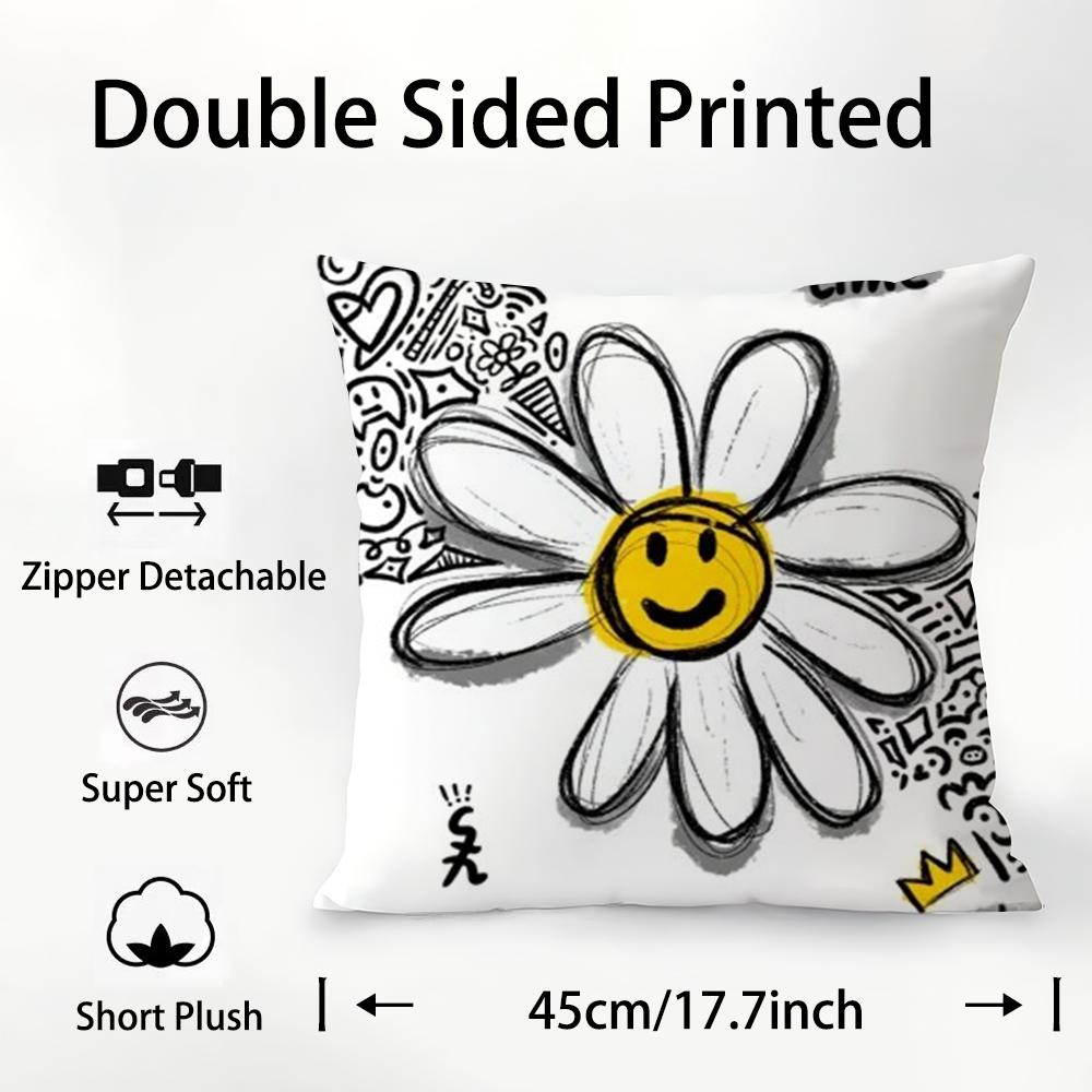 Daisy P-PEACEMINUSONE Pillow Case Plush Fabric Soft Double Sided Print Sofa Cushion Cover Throw Pillow Covers