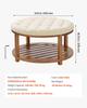 Large Round Ottoman Coffee Table, 81 cm Tufted Coffee Table with Solid Wood Shelf Storage, Linen Solid Upholstered Footrest Ottoman for Bedroom Living