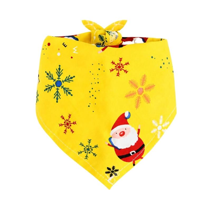 Holiday Pet Neckwear, Soft Christmas Neckerchief Cartoon Printed Dog Scarf Collar for Picture Days, Party Wear and Seasonal Style