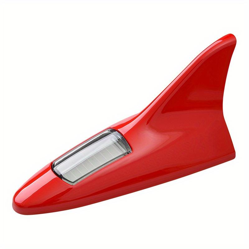 Universal Car Shark Fin Antenna with Solar Energy Led Warning Light Auto Radio Signal Aerial Roof Anticollision Safety Lights