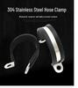 304 Stainless Steel Saddle Clamp with Rubber Strip - Pipe Support and U-Bolt Hose Clip