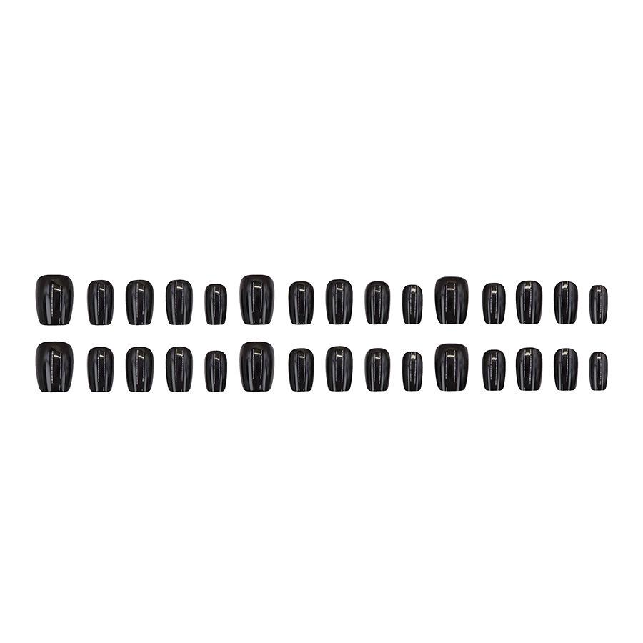 Elegant Black Nail Art Set: Chic and Trendy 30-Piece Collection in Various Sizes for a Stylish Look.