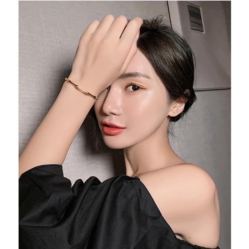 Stainless Steel Gold Color Bamboo Joint Bangles  Trend Bracelet for Women Men Romantic Party Gift Fashion Jewelry