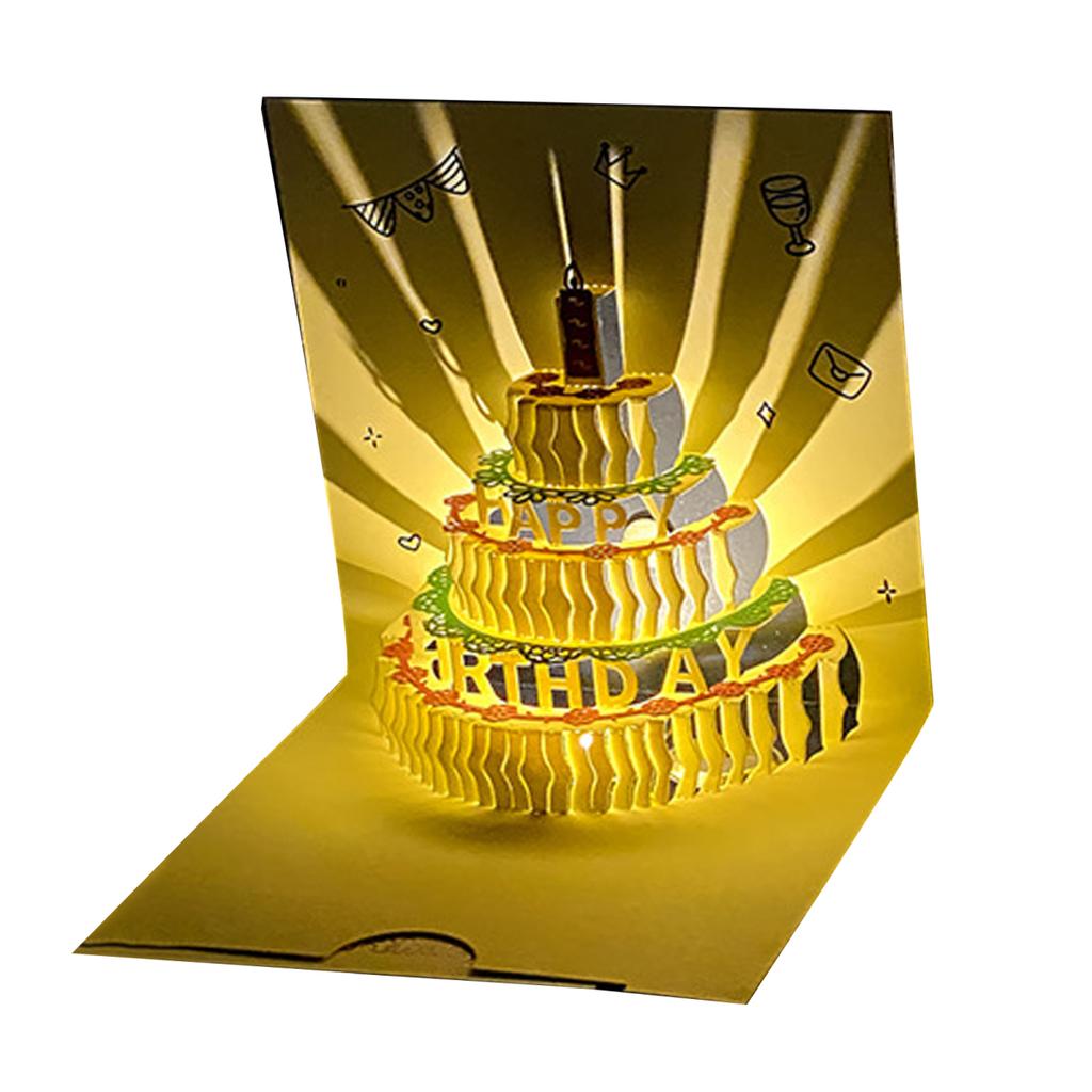 Yousheng 3D-Geburtstagskarte, Pop-Up-Grußkarte mit Musiklichtern, Happy Birthday-Karte mit Kuchen für Frauen, Männer, Kinder, Freunde