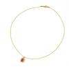 18K Gold Plated Stainless Steel Necklace with Red Zirconia – Titanium Steel, European and American Design for Women