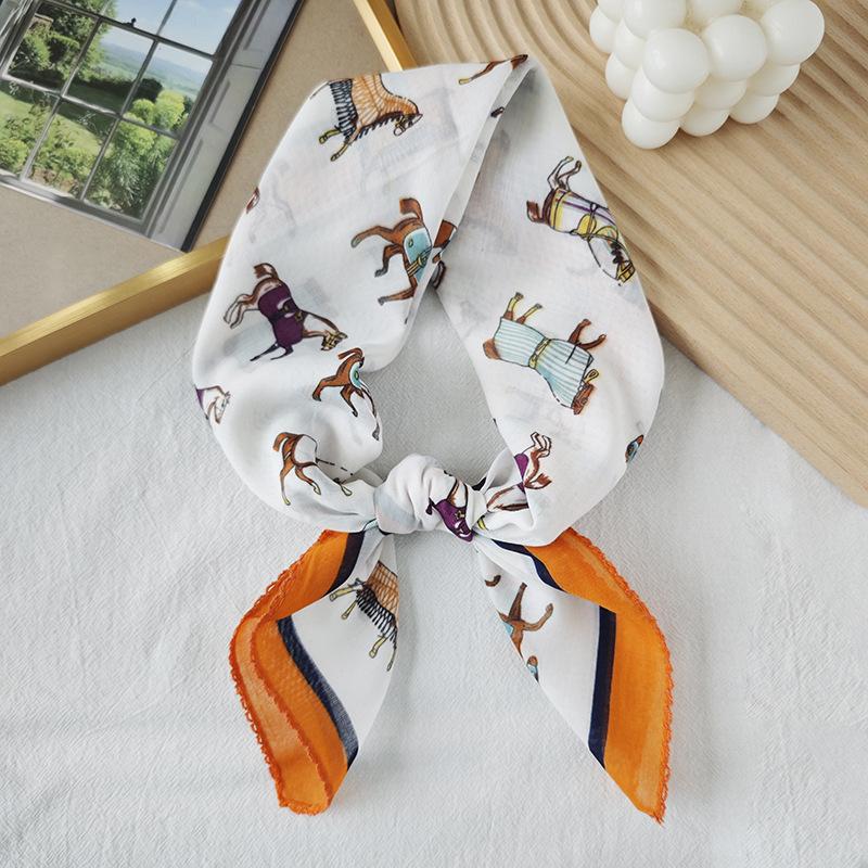 Thin Cotton and Linen Small Square Scarf Fresh and Breathable Women's Soft Literary and Decorative Small Silk Scarf Summer Scarf Women's Versatile