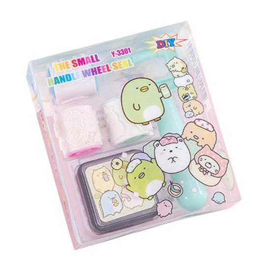 

Cartoon Animal Rolling Stamp with Ink Pad Cute Self-Inking Roller for Kids Students Fun Classroom Prize Kindergarten DIY Craft B
