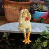 Sitting Chick Figurine Cartoon Yellow Chicken Statue Sculpture Resin Hen Animal Model Home Office Bookshelf Desktop Decoration Ornament