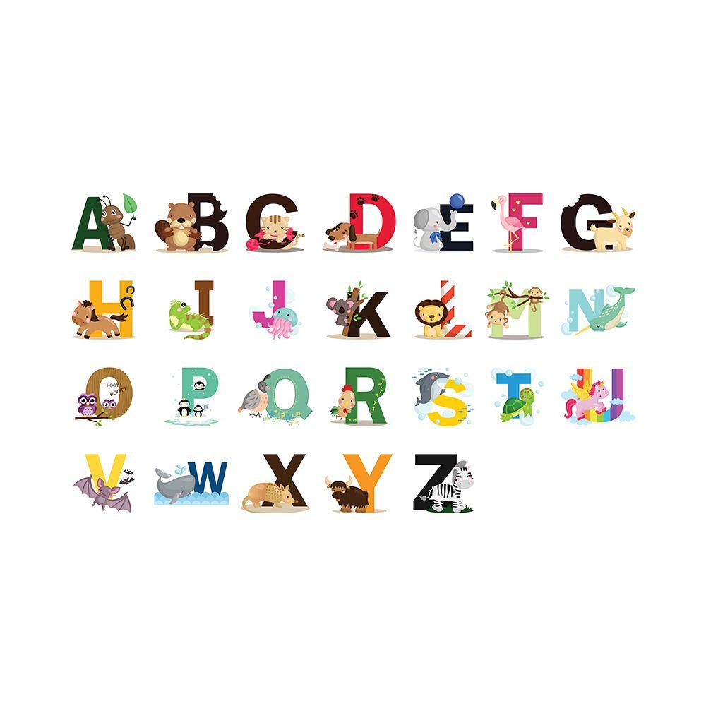 

Jungle Cartoon Wildlife 26 Letter Children Wall Sticker Home Decoration Sticker