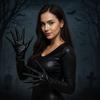 Short Halloween Gloves PU Leather Cosplay Costume Gloves Scary Ghost Claw Mittens  Handwear