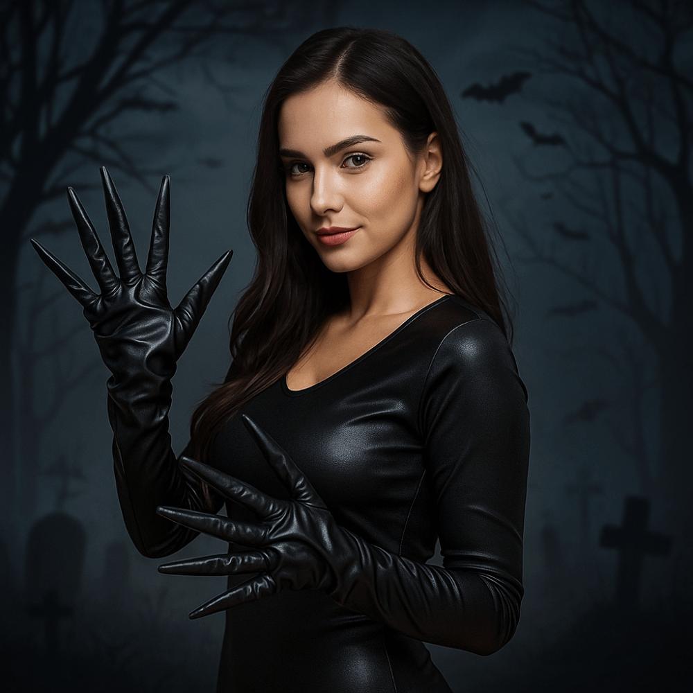 Short Halloween Gloves PU Leather Cosplay Costume Gloves Scary Ghost Claw Mittens  Handwear
