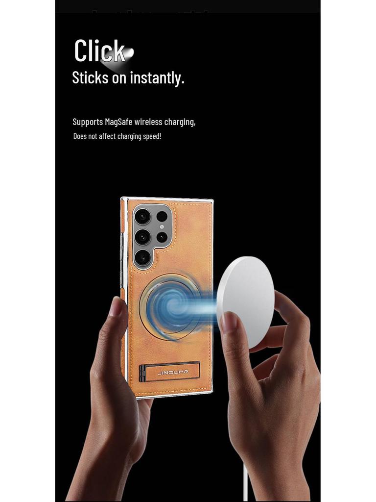 Samsung S25 Ultra Magnetic Leather Phone Case with Stand and Full Drop-Proof Coverage