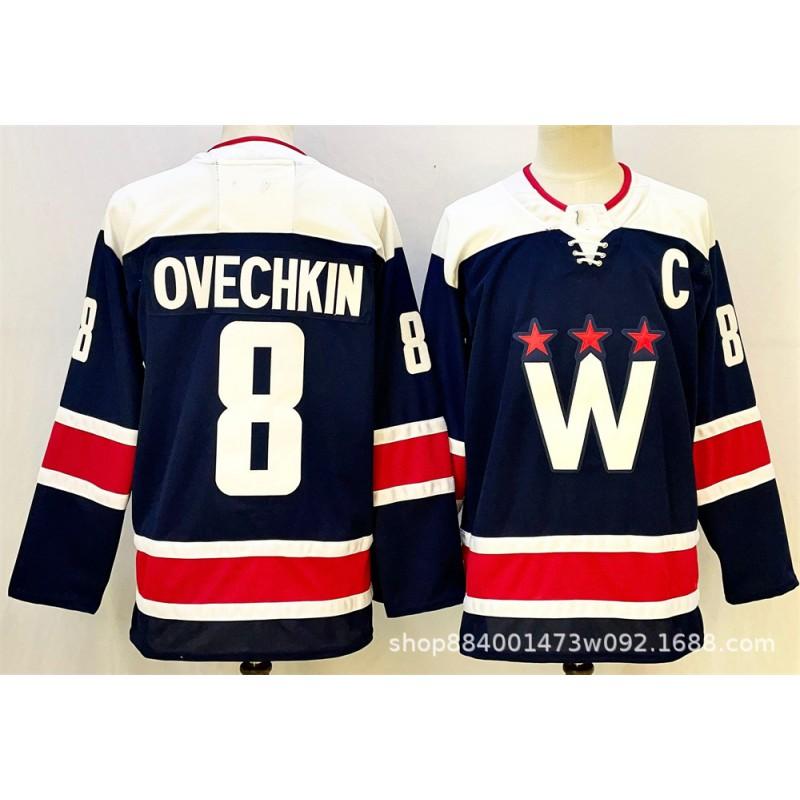 Mens Retro Embroidered Ice Hockey Jersey Team Uniform Training Shirt With Player Name Ovechkin Wilson