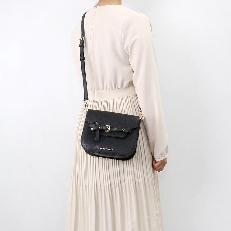Michael Kors MK Emilia Fashion Minimalist Logo Leather Crossbody Bag Small Women Bags Black 35S2GU5C1L-001