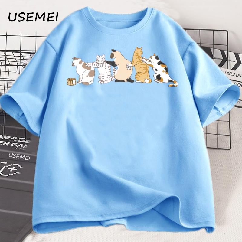 

Мужская летняя хлопковая футболка с котом, забавная, модная, повседневная, свободная, с принтом кота, спортивная, с круглым вырезом, с коротким рукавом, футболки 4XL
