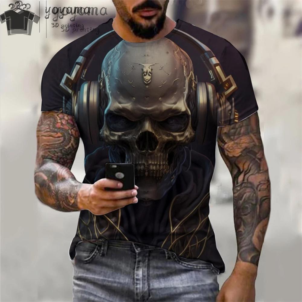 Summer Short Sleeve Tee Unisex T Shirts High Quality Short Sleeve Tee Tee Shirt Unisex Clothes Skull Print Clothes Unisex Funny T-shirt