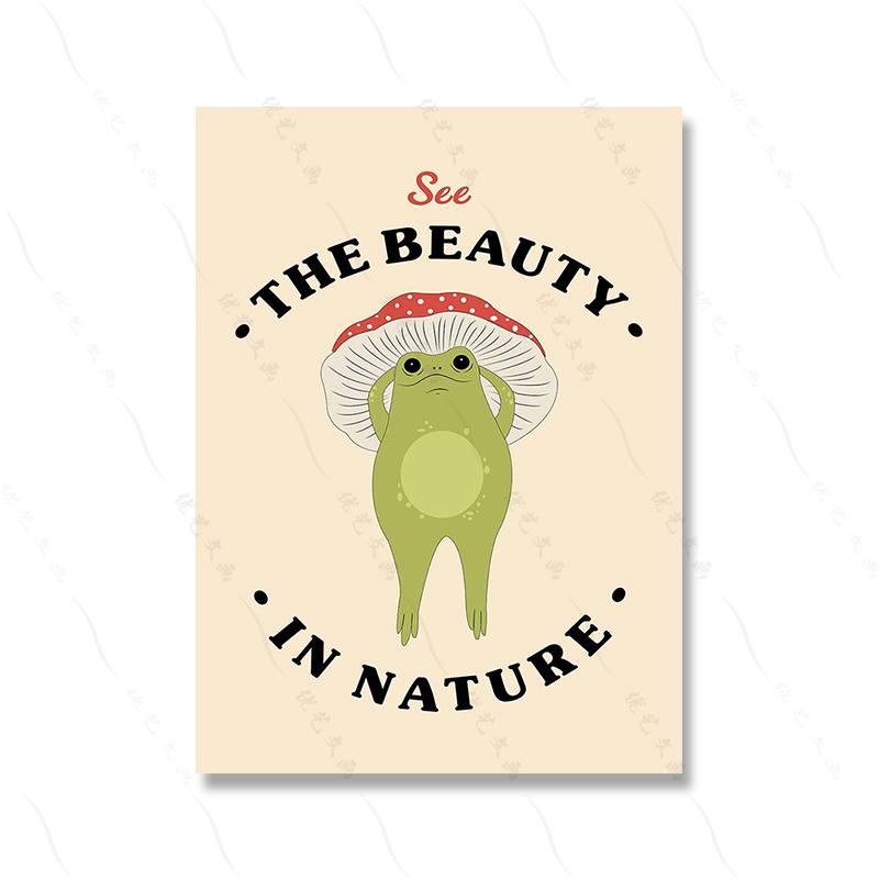 Retro Aesthetic Dance Frog Art Poster Decor Trendy Wall Motivational Quote Print Mushroom Meditate Canvas Room Home Painting