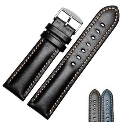 Watchband Handmade Genuine Leather Watchbands Men Women Bracelet  18 19 20 21 22 24mm VINTAGE Watch Band Strap Wiht Silver Polished Buckle
