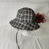 Wind Parent-child Plaid Double-sided Bucket Hat New Foreign Style Hat Outdoor Big Brim Sun Hat Sunscreen Basin Hat Tide