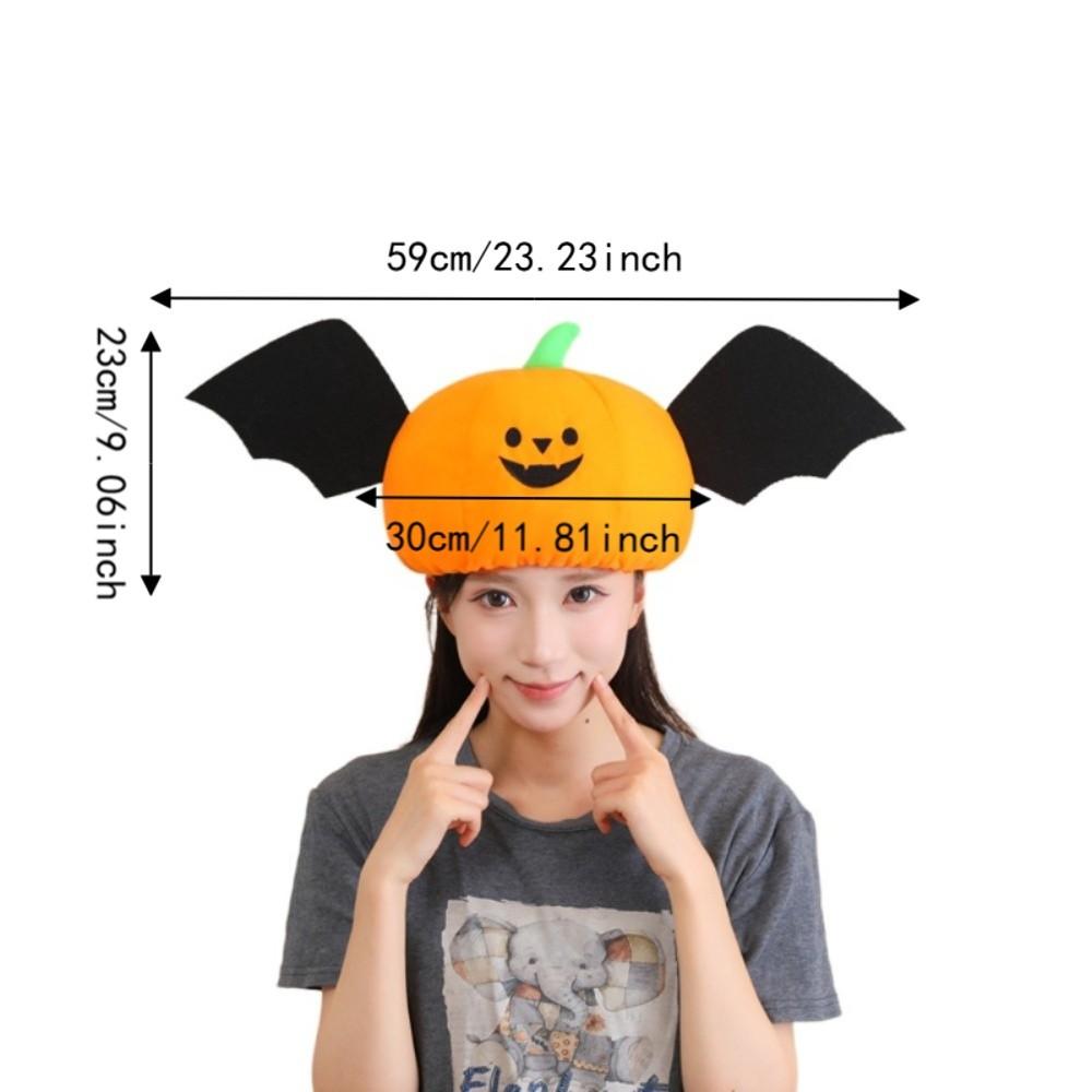 Lightweight Novelty Bat Pumpkin Hat Funny Breathable Halloween Cosplay Headgear Soft Comfortable Plush Headwear Cosplay Costume