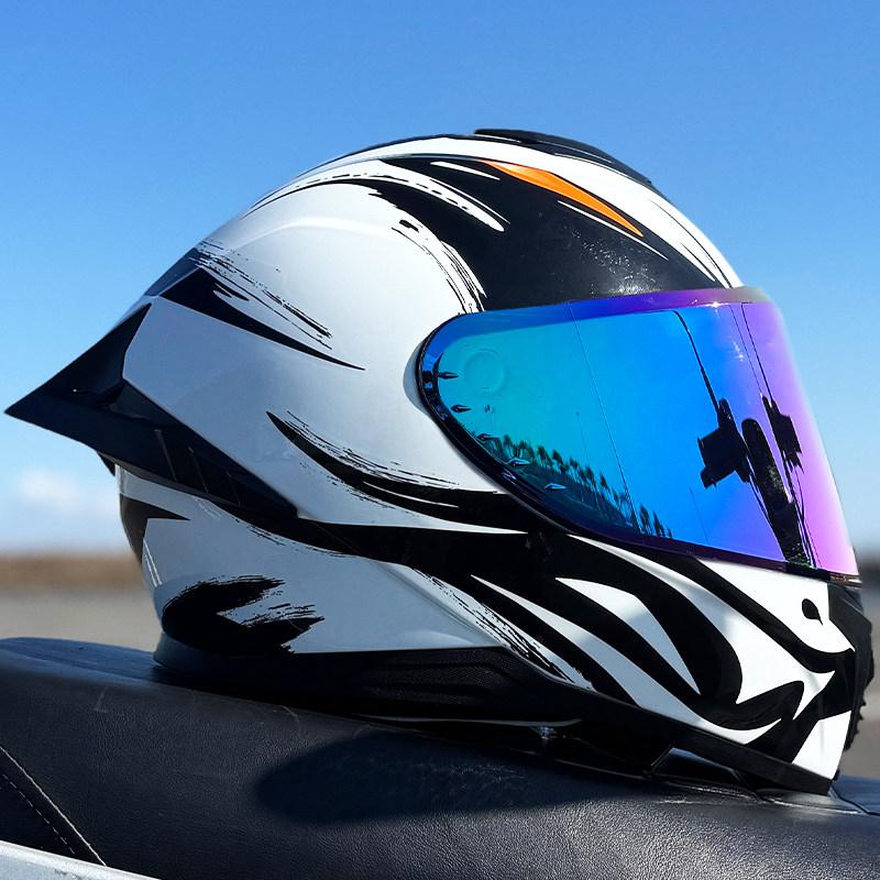 Motorcycle helmet, men's and women's dual lens full face helmet, motorcycle sports car, all season full face helmet DOT