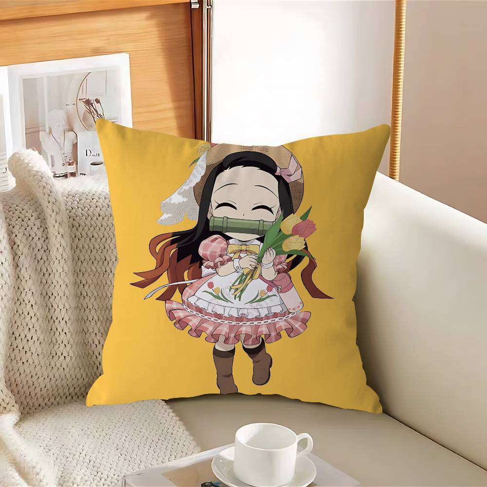 DemonS Slayer KamadoS N-Nezuko Pillow Case Removable Washable Cushion Cover – All-Season Soft Linen