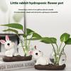 Cute Rabbit Hydroponic Plant Vases Transparent Glass Vase Tabletop Decoration Aquatic Flower Bottle With Wooden Base