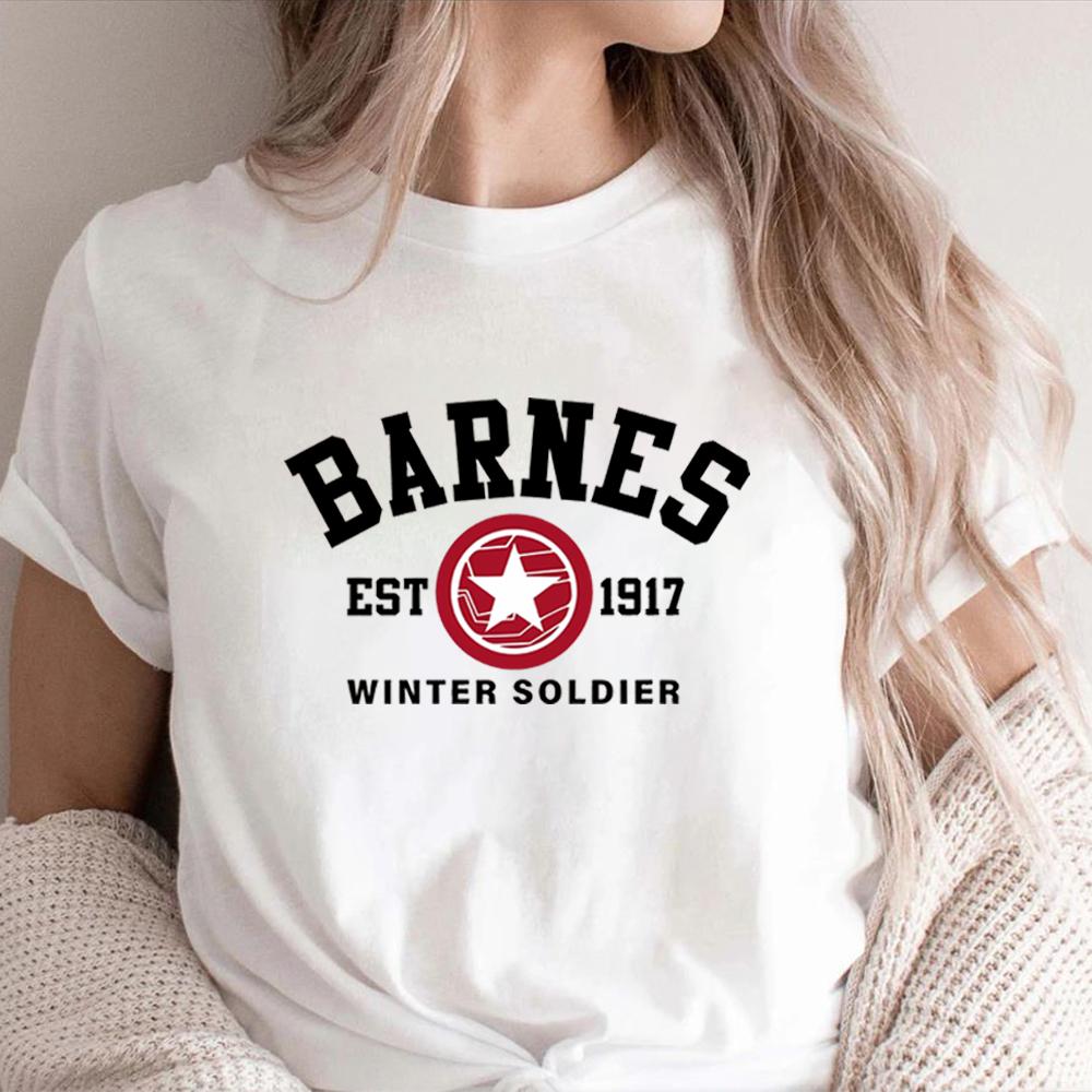 

Футболка Bucky Barnes Футболка Barnes Est 1917 Футболка Winter Soldier Футболка унисекс с короткими рукавами Футболки с ретро-графикой Подарки для фанатов M белый