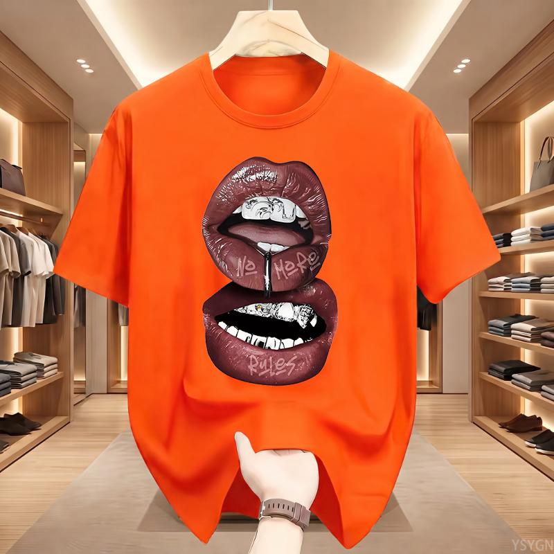 Punk Print Damen Herren T-Shirt Trendige Streetwear Reine Baumwolle Rundhals Oberteil Damen Y2K Lockeres T-Shirt
