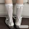 Short-sleeved Summer Lightweight Stockings for Women with Bow Ribbons At The Back of The Heel - A Sweet Long Stocking.