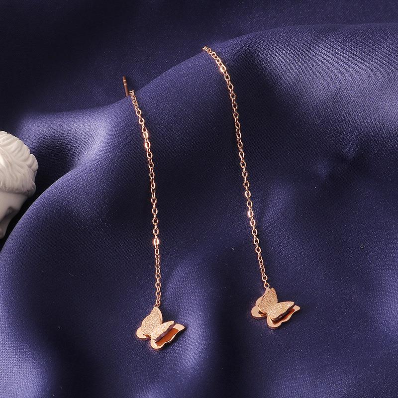 2020 Cercei Trendy cu Ciucure Lung și Fluture: Oțel Titan la Modă cu un Design Subțiere