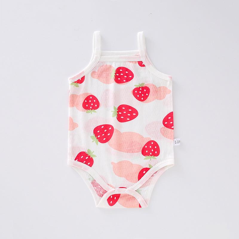 

Strawberry Rabbit Cactus Print Baby Summer Sleeveless Cotton Bodysuit For Newborns And Infants Style 1,59cm