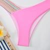 Pure Color Split Swimsuit Women Sexy Tight Bikini High Waist Neck Gathered