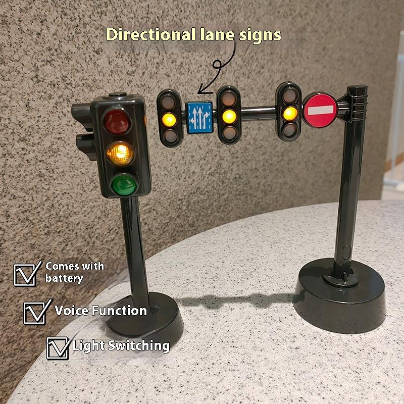 1Pcs Stop Lights Model Toddlers Safety Education Traffic Light Toys Puzzle Accessories Scene Road Sign With Light And Sound
