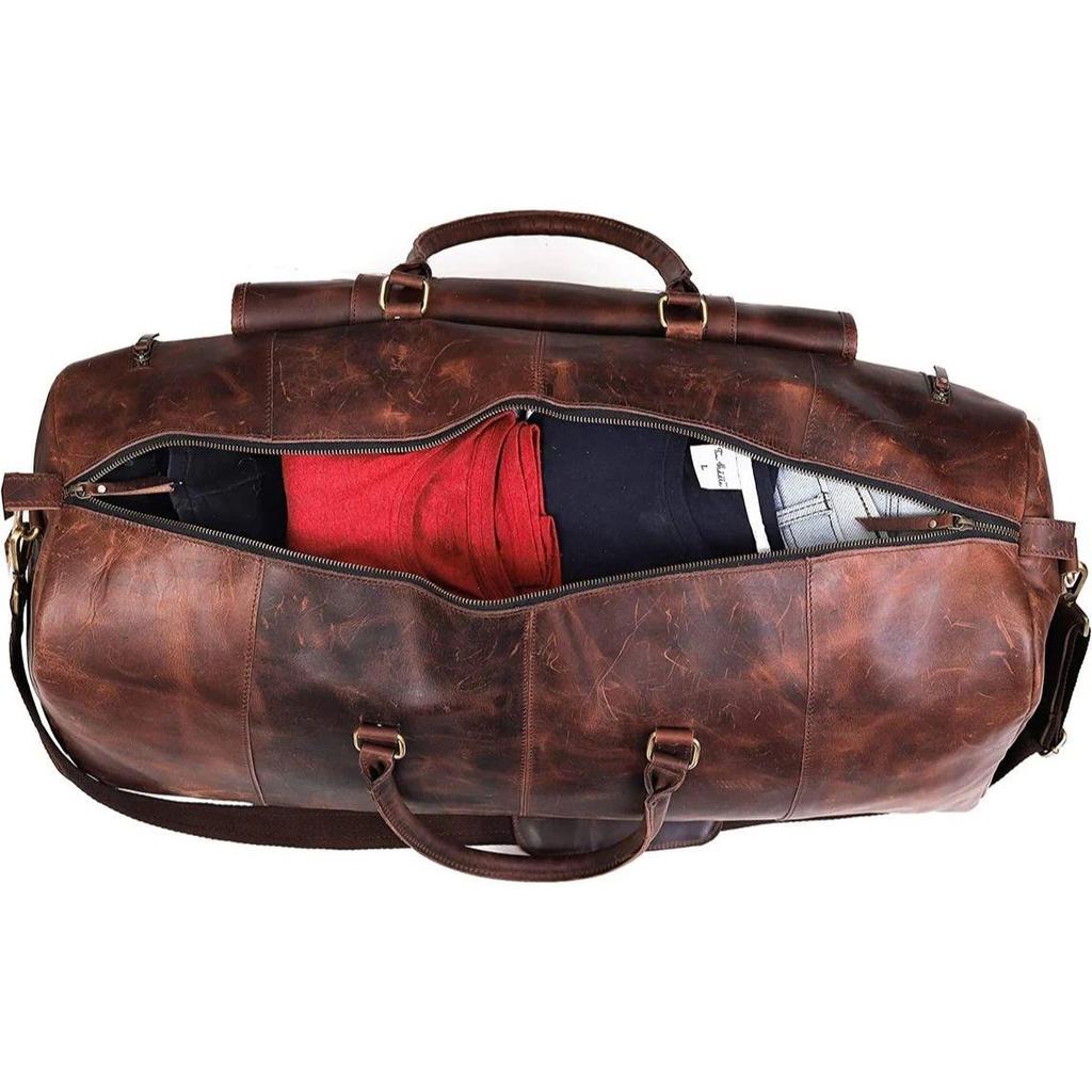 Genuine Leather Duffel | Travel Overnight Weekend Leather Bag | Sports Gym Duffel for Men 24 Inch