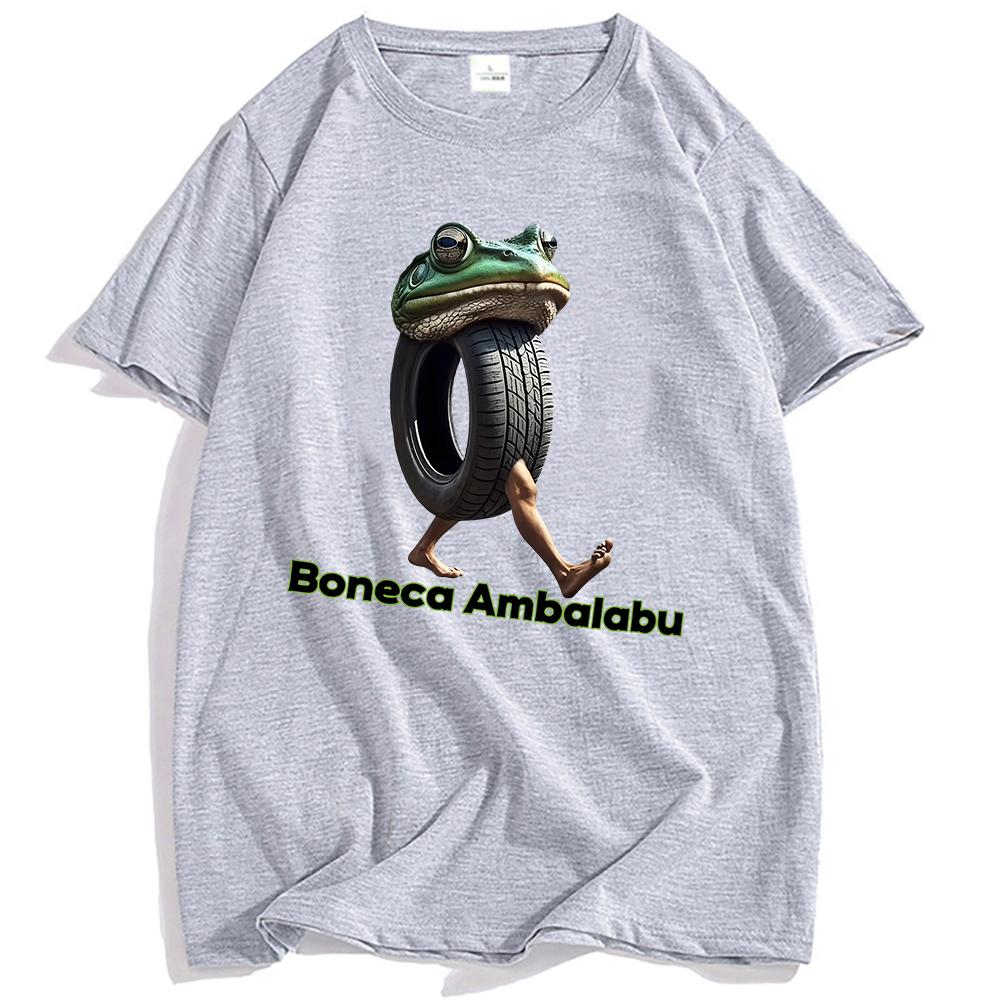 Итальянская футболка  Brainrot  Boneca Ambalabu Смешная лягушка Футболка с коротким рукавом Летняя мужская футболка Мужская женская одежда Мультясная печать Топ S