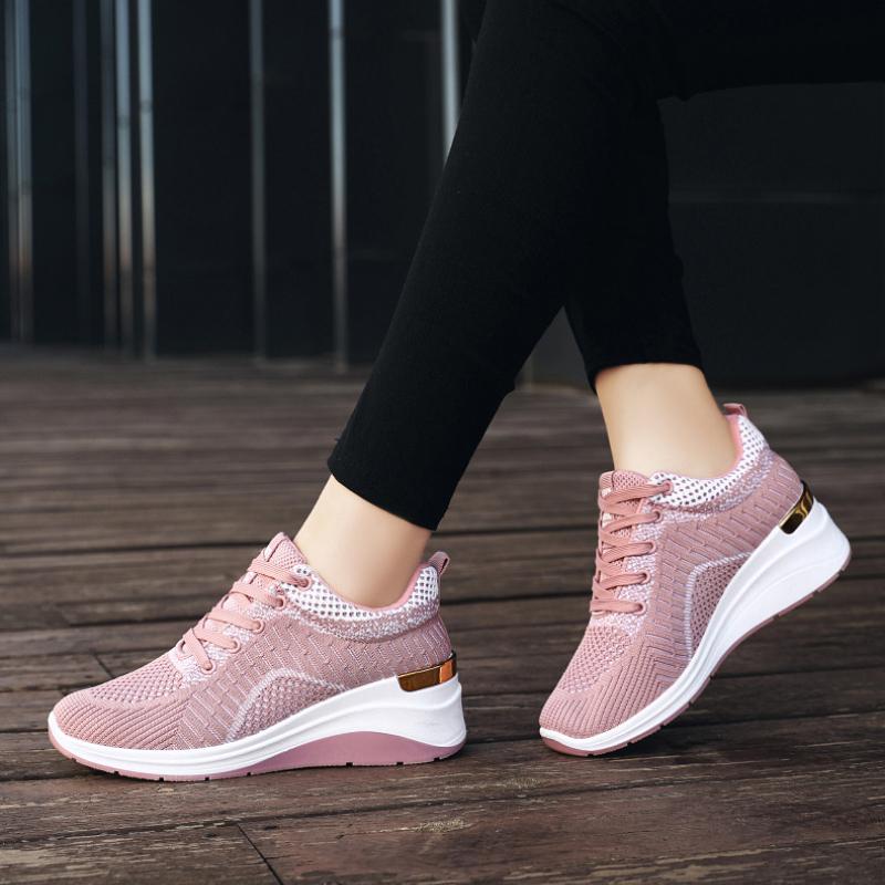 European and American Design Style Single Shoe 2024 New High Rise Thick Sole Breathable Casual Sports Vulcanized Women's Shoes