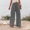 2025 Spring/Summer Women's Solid Color Elastic Waist Wide-Leg Casual Pants