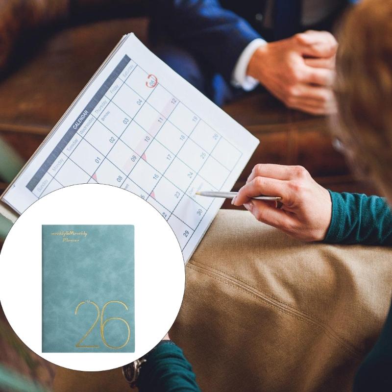 A 5 2026 Schedule Notebook Journaling Notebooks Leather Calendar Planner Monthly Planner for Home Office School Supplies
