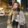 New Korean Style Casual Versatile Long Plaid Men's Scarf Women's Winter Student Thickened Warm and Cold Proof Scarf
